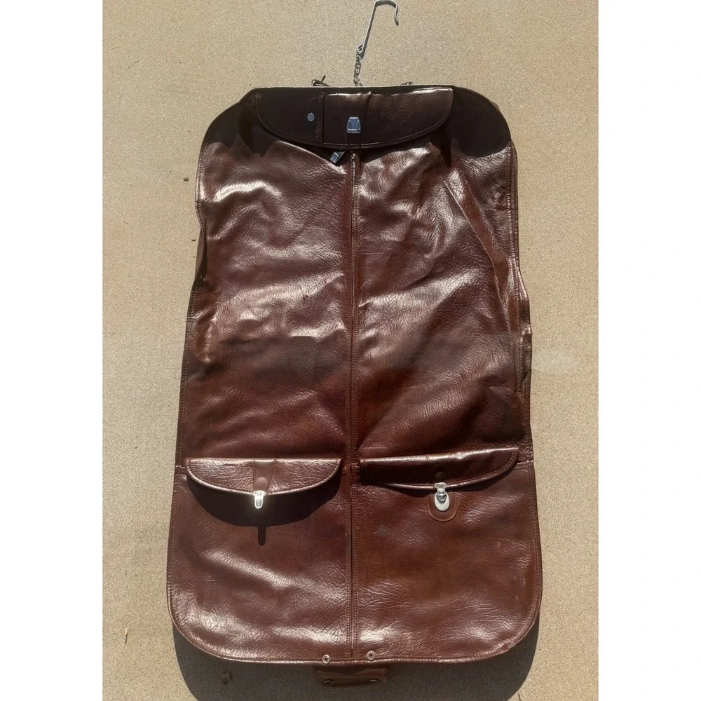 American Tourister leather clothing hanging garmet bag, full zip, pockets, 40x24